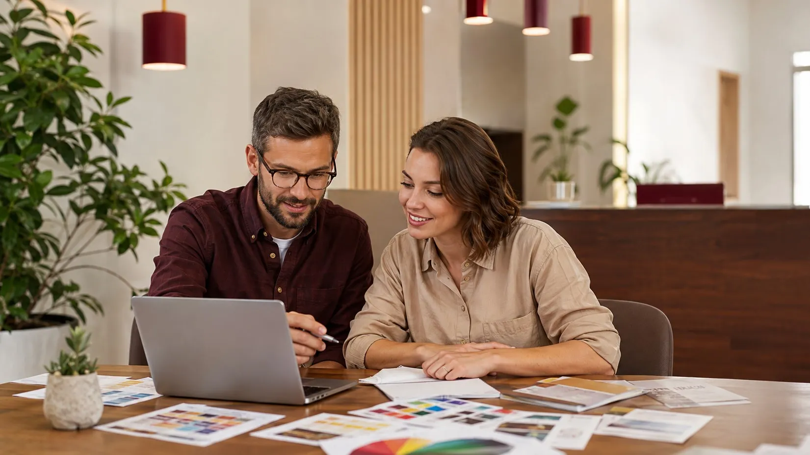 Equipo trabajando en un proyecto de diseño gráfico e impresión