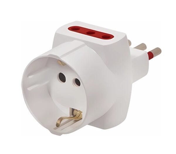 ADA168 Adaptador Conatel Schuko + 2x3L a Ficha 3L Blanco