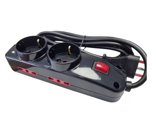 ALA04 Alargue Conatel 3m 2xSchuko 4x3L Ficha 3L 2500W Negro