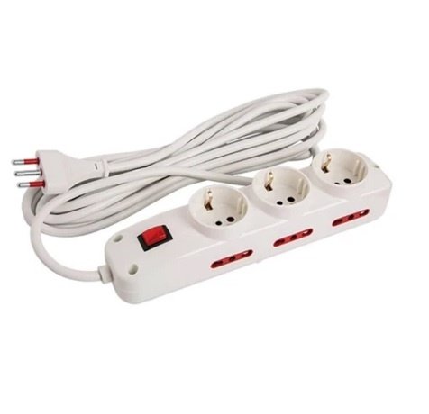 ALA05 Alargue Conatel 3m 3xSchuko 6x3L Ficha 3L 2500W Blanco