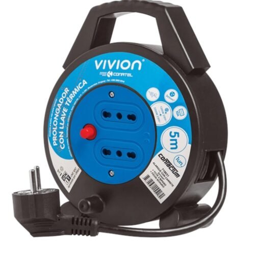 ALA14 Alargue Carrete Conatel 5m 2x Bipaso Schuko 2500W