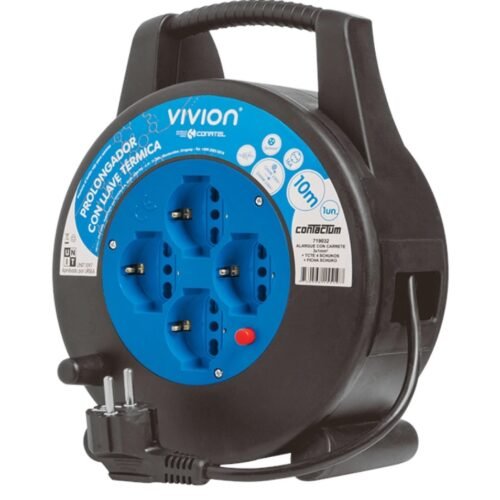 ALA15 Alargue Carrete Conatel 10m 4xSchuko 2500W Negro