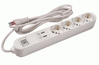 ALA22 Alargue Conatel 3m 4xSchuko 2xUSB Blanco