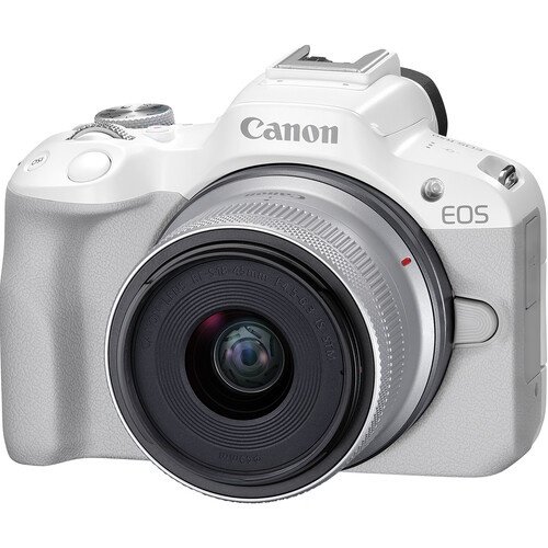 CAM795 Cámara Mirrorless Canon EOS R50 con Lente 18-45mm Blanca