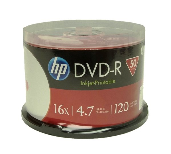 DVD-R HP 16X 4.7GB 120min Printable Bulk 50 Unidades