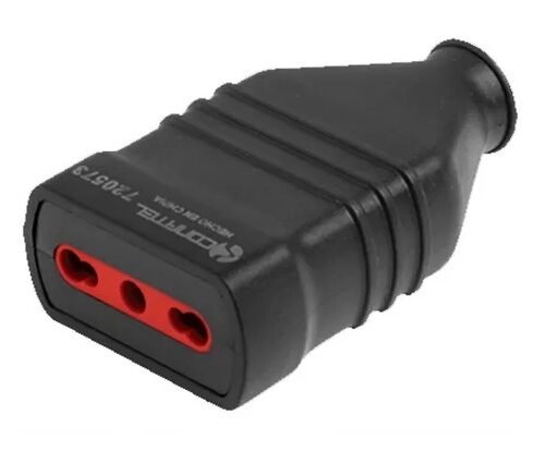 FIC08 Adaptador Ficha 3L Bipaso Hembra Goma con Tierra Negra