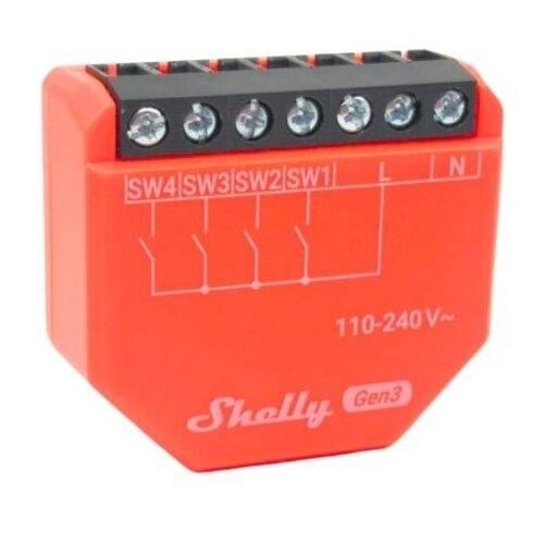 INT02 Interruptor de Entrada Shelly i4 Gen3 Wi-Fi 4 Canales Compacto
