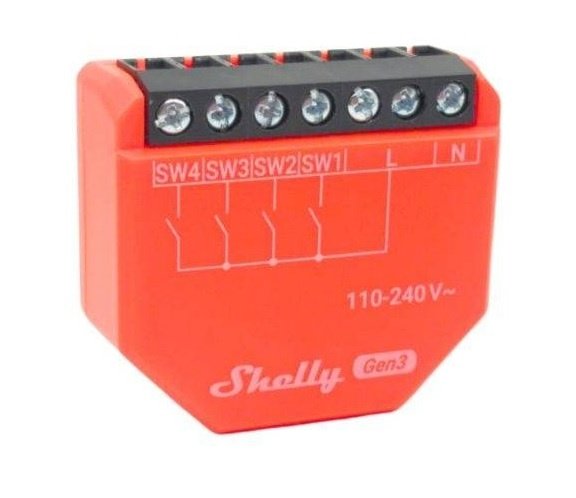 INT02 Interruptor de Entrada Shelly i4 Gen3 Wi-Fi 4 Canales Compacto