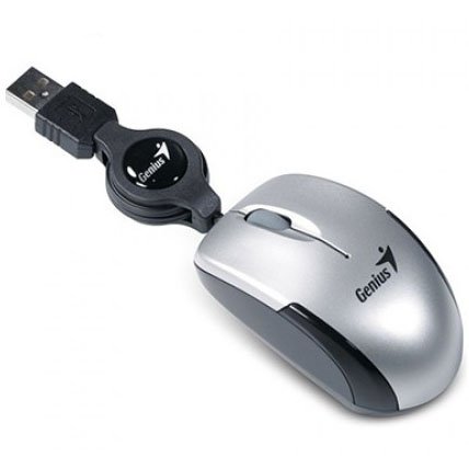MOU108 Mini Mouse Genius Retráctil USB Plateado