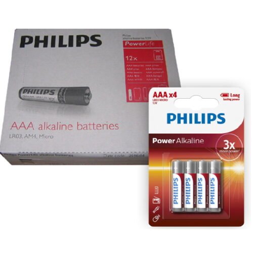 PIL17 Pilas alcalinas Philips PowerLife AAA 1.5V Pack 12 Blister x 4 unidades