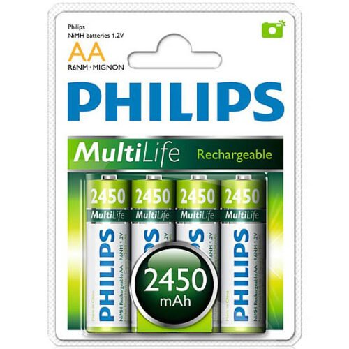 PIL24 Pilas recargables Philips AA 2450mAh Blister x 4 unidades