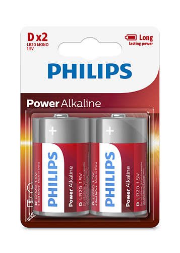 PIL36 Pilas alcalinas Philips D 1.5V Blister x 2 unidades
