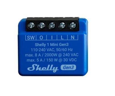 Relé Shelly Mini 1 GEN3 Wi-Fi 8A para Automatización