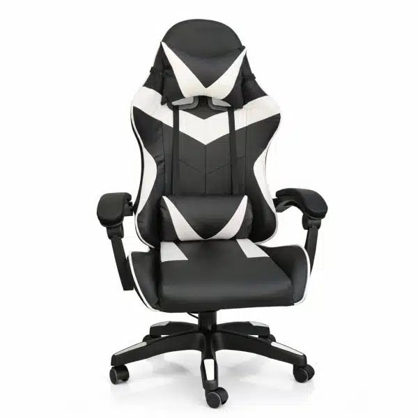 Silla Gamer Ergonómica con Masajes Negra y Blanca
