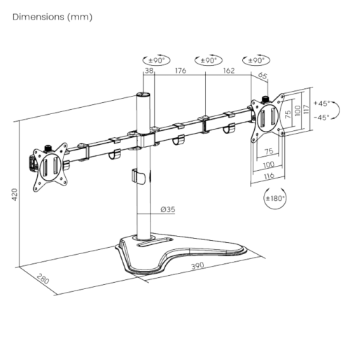 SOP134 Soporte de escritorio Brateck para dos monitores 17"-32"