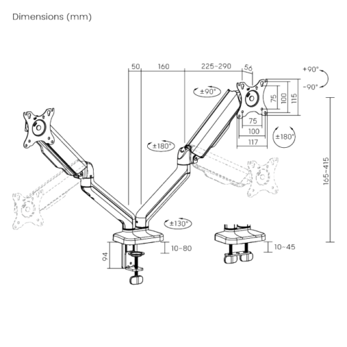 SOP136 Soporte de escritorio Brateck para dos monitores 17"-32"