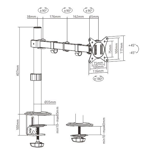 Soporte Brazo Articulado Monitor hasta 32'' 9kg