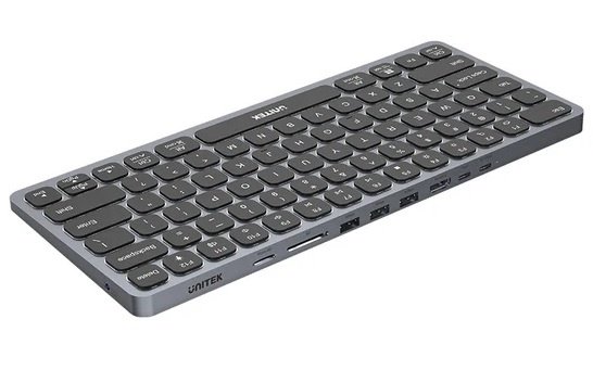 TEC168 Teclado con HUB USB-C Unitek 9 en 1 PD 100W HDMI 4K