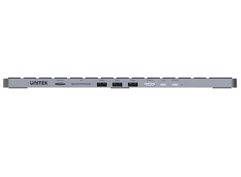TEC168 Teclado con HUB USB-C Unitek 9 en 1 PD 100W HDMI 4K