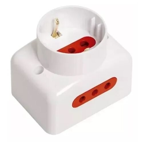 TOM01 Tomacorriente de pared Conatel 1xSchuko + 2x3L Blanco