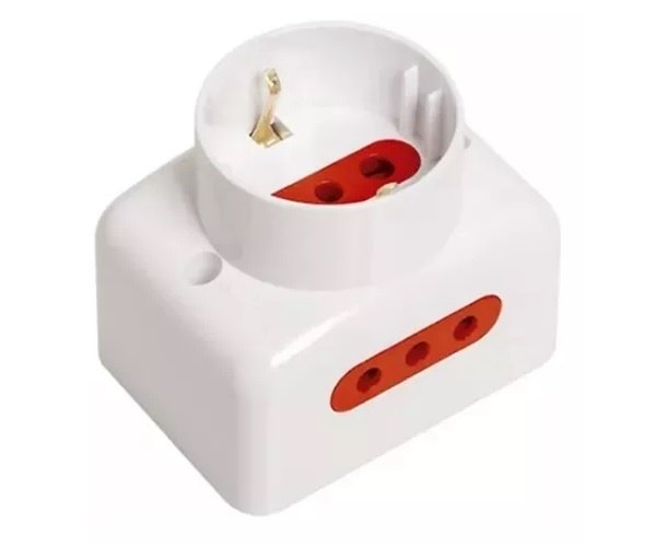TOM01 Tomacorriente de pared Conatel 1xSchuko + 2x3L Blanco