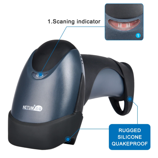 Lector de código de barras Netum 1D Laser inalámbrico